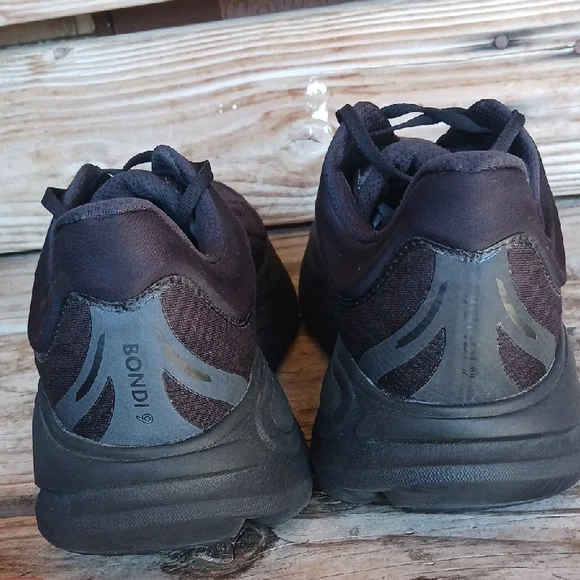 Hoka Bondi 9 Black Athletic Shoes with Cushioned Midsole - Picture 12 of 15